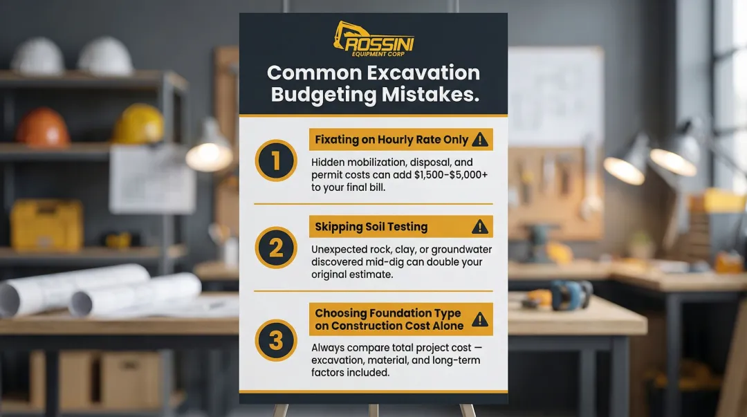 Three common foundation excavation budgeting mistakes to avoid infographic