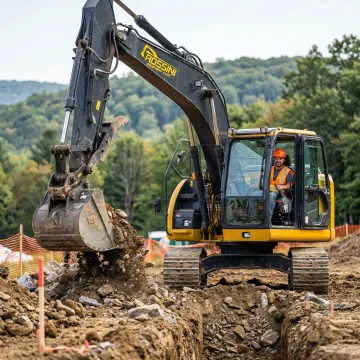 Excavator performing foundation dig on a Sullivan County construction site