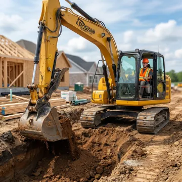 Heavy excavator performing foundation excavation on Sullivan County construction site