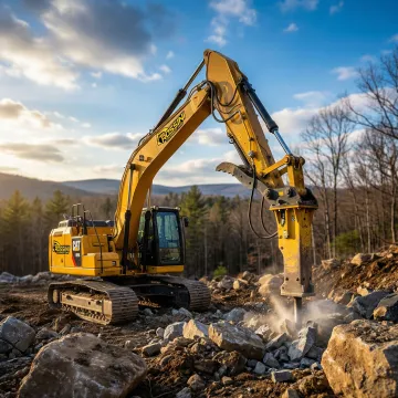 Modern excavator working on a construction site in Sullivan County, NY