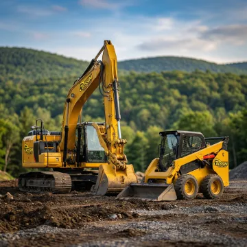 Heavy construction excavator and skid steer on a jobsite in Neversink NY