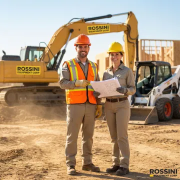 Experienced operator and heavy equipment working together on construction project