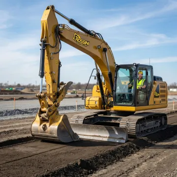 Excavation contractor performing site grading work with heavy machinery