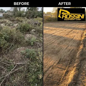Commercial land clearing project showing before and after transformation