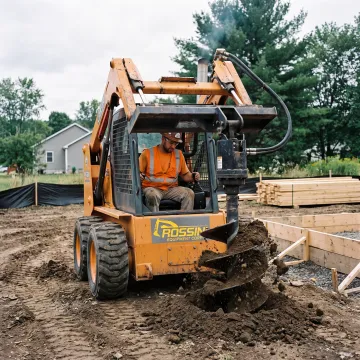 Compact loader with attachment at work