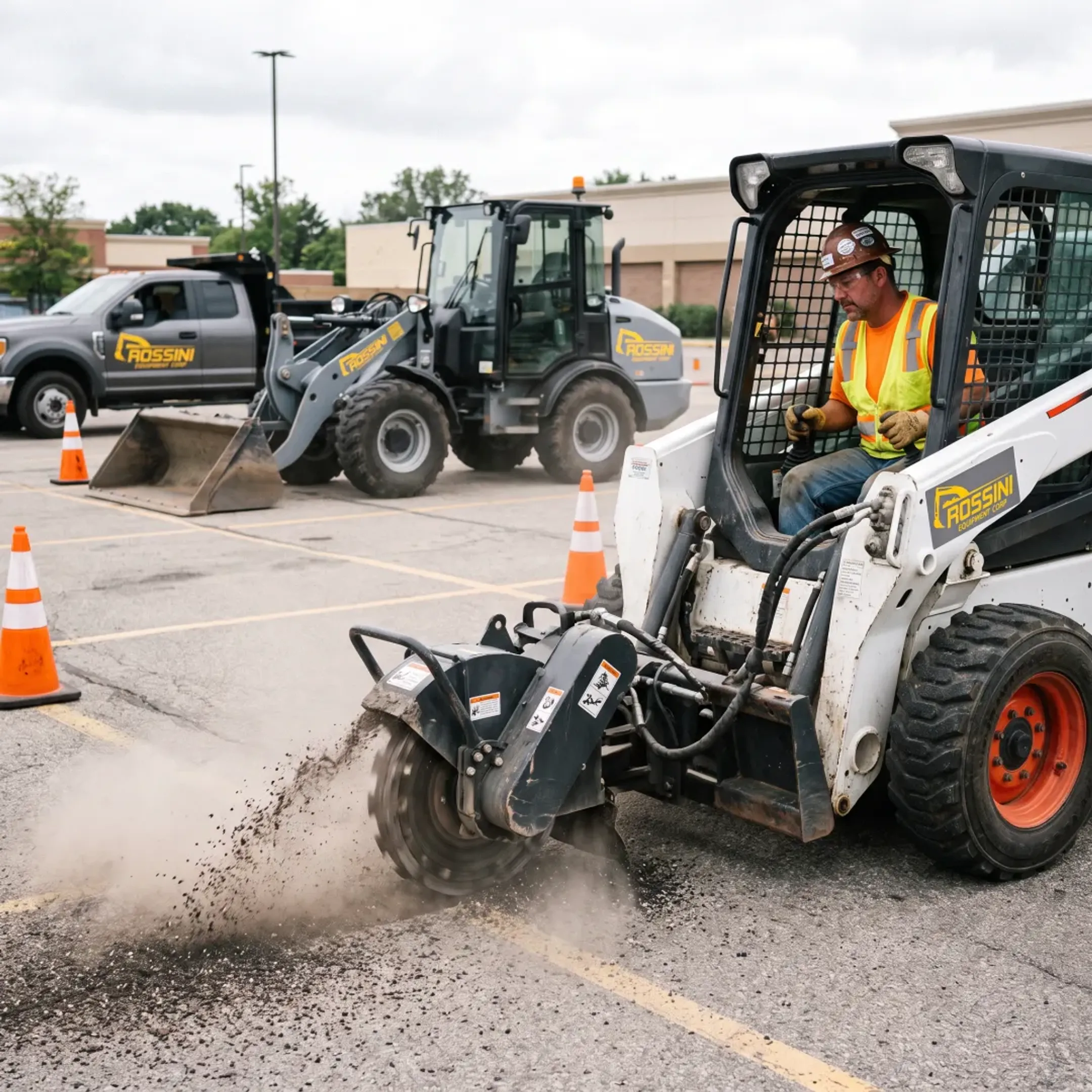 Operator using a skid steer cold planer