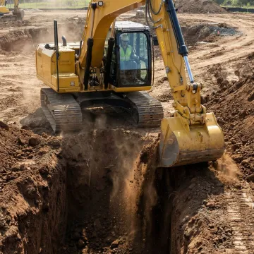 Excavator operating on a Sullivan County construction site