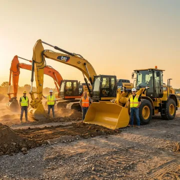 Heavy construction excavator and equipment on active job site in Bethel NY