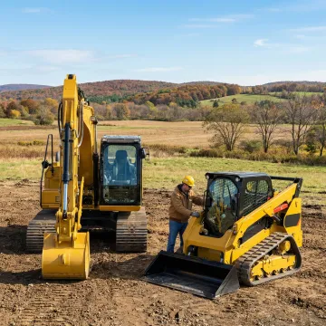 Heavy excavator and construction equipment on active jobsite in Glen Spey NY