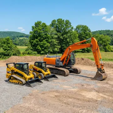 Heavy excavator and construction equipment on an active job site in Tusten NY