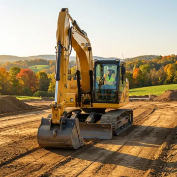 Construction equipment operator working on site preparation project