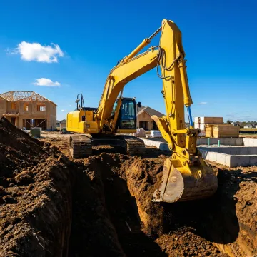Well-maintained excavator performing foundation excavation work