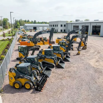 Heavy excavation equipment ready for rental on construction site