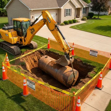 Professional excavator removing underground fuel tank in Florida
