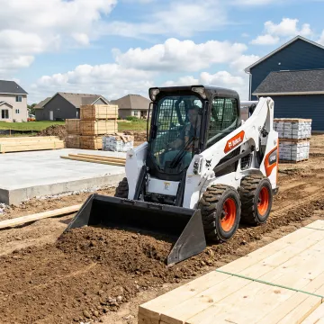Bobcat skid steer loader operating on construction site in Warwick