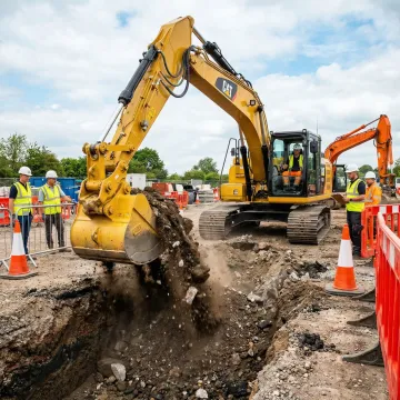 Modern excavator working on foundation excavation project in Sullivan County New York