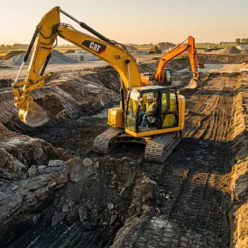 Experienced operator using excavator on Sullivan County construction site