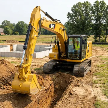 Well-maintained excavator performing foundation work at a Sullivan County construction site