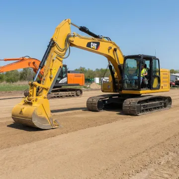 Professional excavation equipment performing site grading on construction project