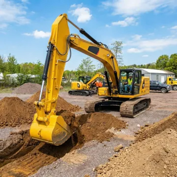 Professional excavation contractor operating heavy equipment on construction site