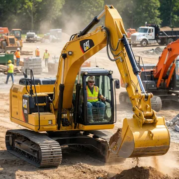 Construction equipment operator working on excavation project