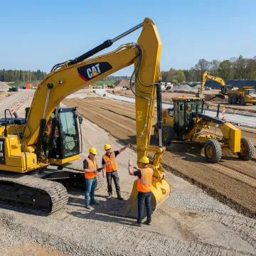 Site preparation equipment clearing and grading land for construction