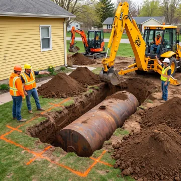 Excavation crew working through a trenching project