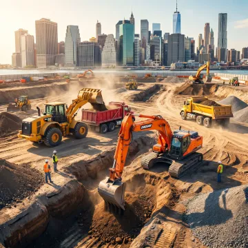 Commercial excavation crew on a New York job site