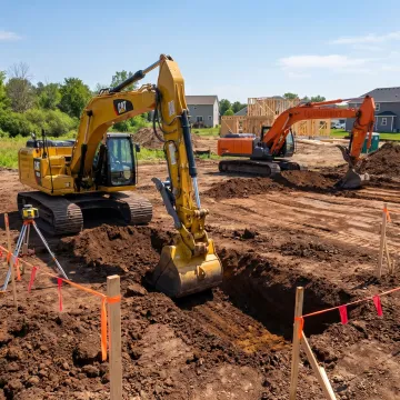 Excavation process on a residential lot