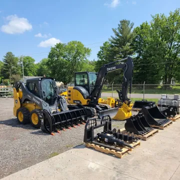 Excavator and skid steer ready for rental