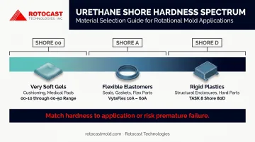 Urethane resin Shore hardness scale from Shore 00 soft gels to Shore D rigid plastics