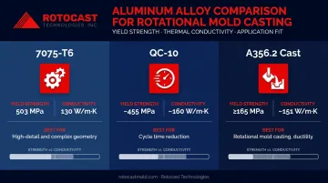 Three aluminum alloy comparison chart for rotational mold machining selection guide