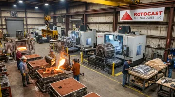 Rotocast Technologies foundry floor showing aluminum casting and CNC machining operations