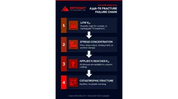Four-step A356-T6 brittle fracture failure chain from low KIC to catastrophic fracture