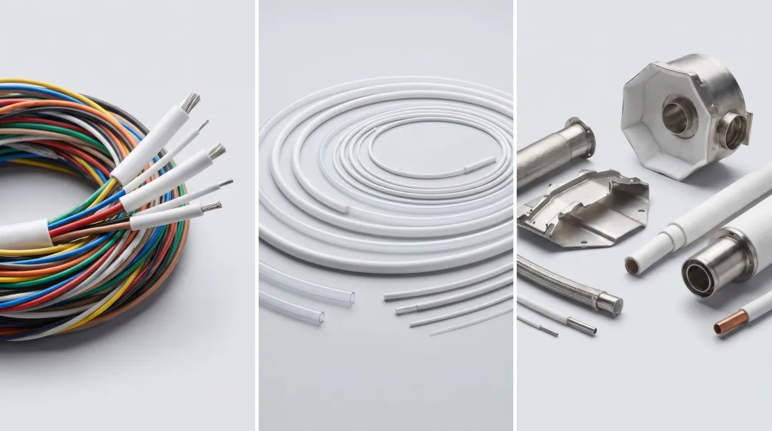 Industrial PTFE-coated medical wire cable insulation and aerospace component applications