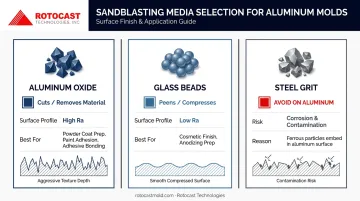 Three sandblasting media types comparison cutting versus peening mechanism for aluminum