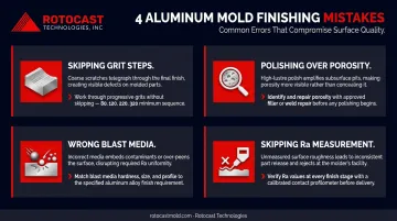 4 common aluminum mold surface finish mistakes and prevention tips infographic