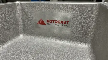 Shot-peened rotational mold interior surface showing uniform dimpled texture finish