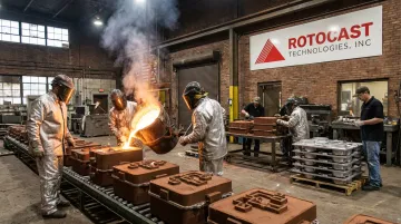 Rotocast Technologies A356.2 aluminum sand casting foundry production floor Akron Ohio