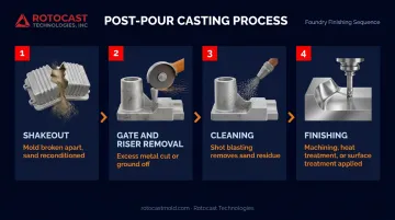 4-step sand casting finishing process from shakeout to final surface treatment