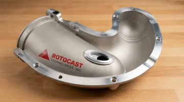 Rotocast cast aluminum rotational mold showing thin wall construction and finished interior surface