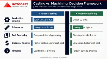 Five decision variables for choosing aluminum casting versus CNC machining process