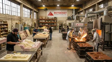 Rotocast Technologies foundry floor showing aluminum mold casting production operations