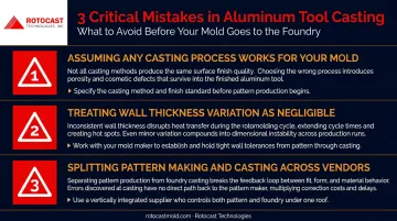 Three common aluminum tool casting mistakes causing rotational mold quality failures