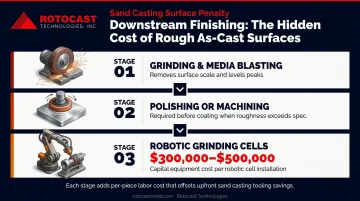 Secondary finishing cost drivers for rough sand castings grinding blasting polishing process flow