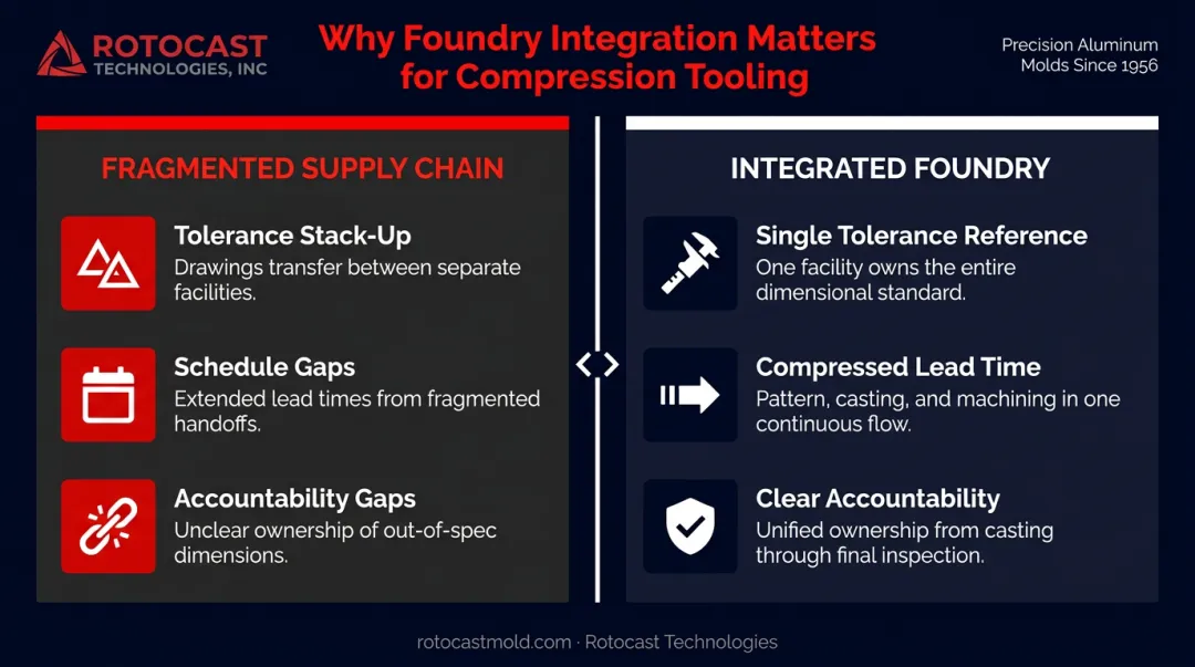 Three risks of multi-vendor aluminum tooling supply chain versus integrated foundry comparison
