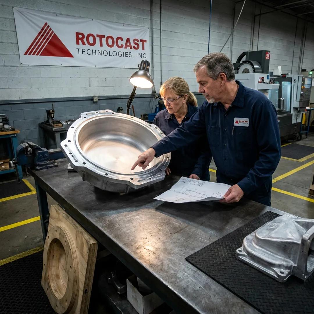 Engineers reviewing foundry mold tooling