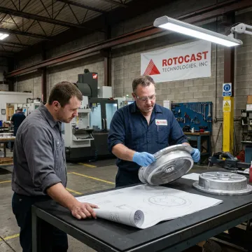Engineers reviewing custom mold tooling