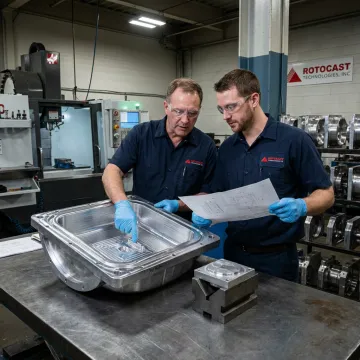 Engineers reviewing specialty aluminum casting tooling