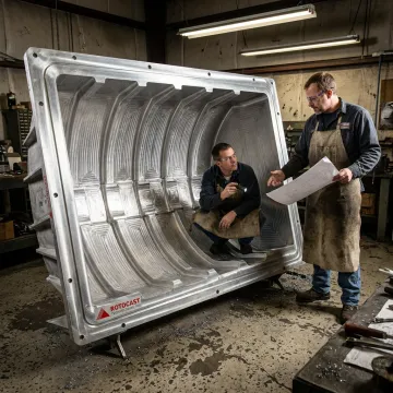 Precision aluminum rotational mold in manufacturing facility